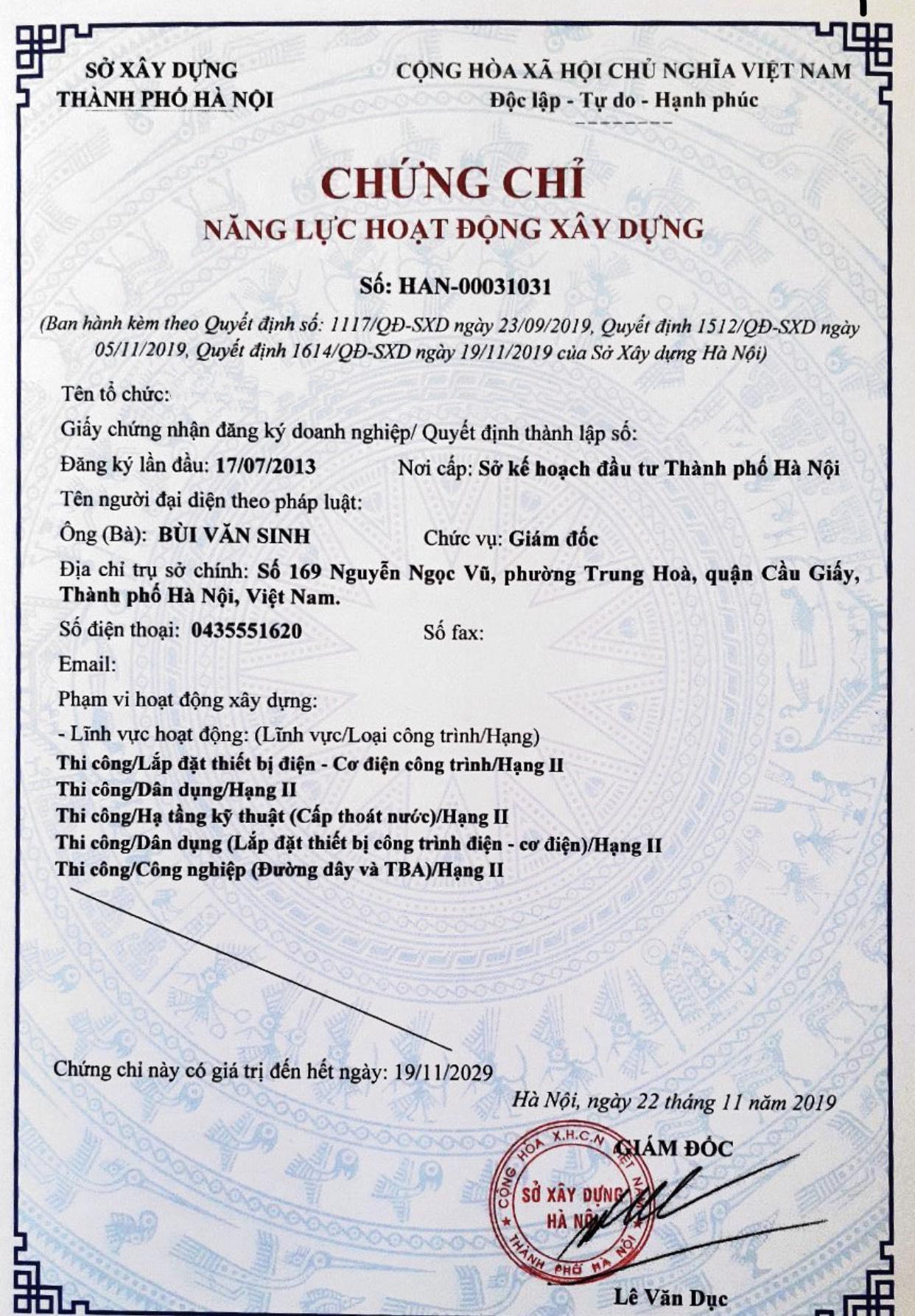 Chứng chỉ thiết kế xây dựng công trình khai thác mỏ