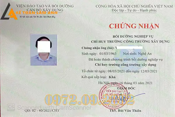 Quy định về cấp chứng chỉ chỉ huy trưởng công trình
