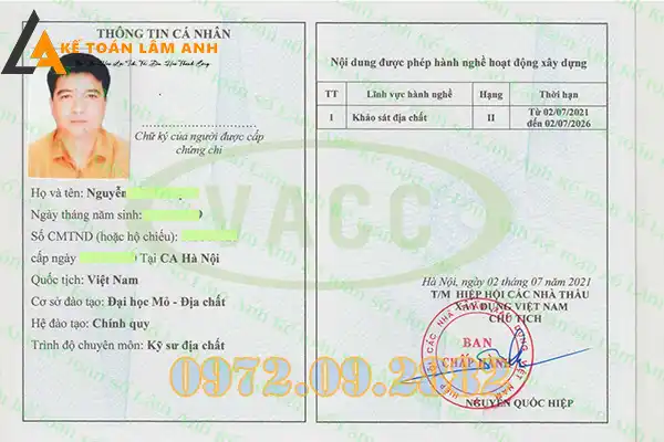 Chứng chỉ năng lực khảo sát xây dựng