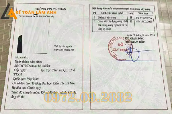 Quy định về chứng chỉ kỹ sư định giá xây dựng