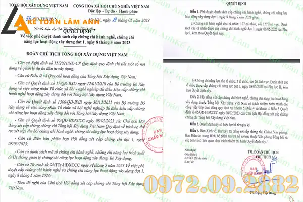 Chứng chỉ năng lực hoạt động xây dựng mới nhất