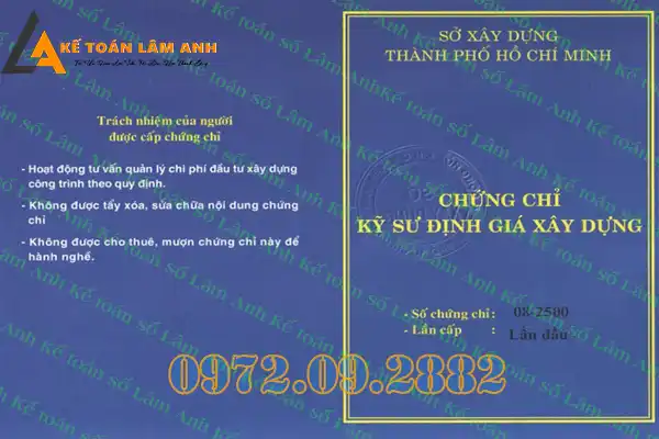 Chứng chỉ định giá xây dựng hạng 1, 2, 3
