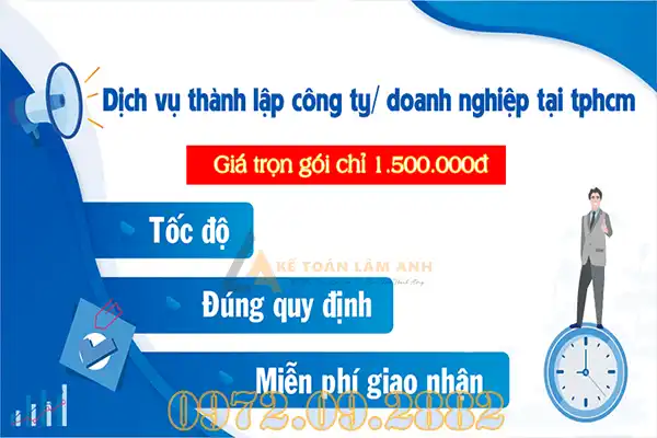 Bảng giá dịch vụ thành lập công ty