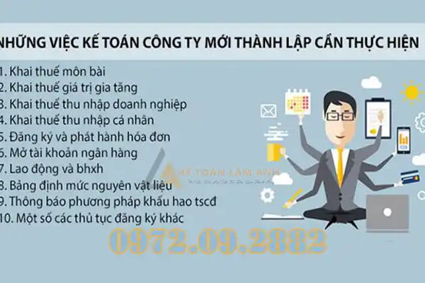 Những việc kế toán cần làm khi công ty mới thành lập
